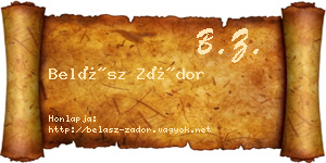 Belász Zádor névjegykártya